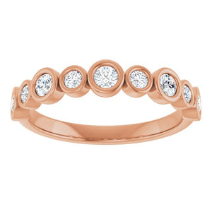 14K Rose Gold 1/2 CTW Diamond Anniversary Ring with Asscher Cut Stones