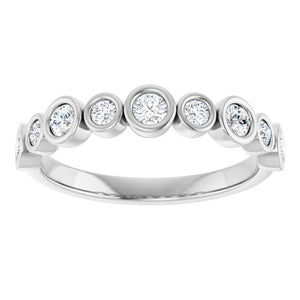 14K Rose Gold 1/2 CTW Diamond Anniversary Ring with Asscher Cut Stones