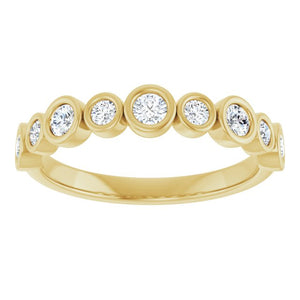 14K Rose Gold 1/2 CTW Diamond Anniversary Ring with Asscher Cut Stones
