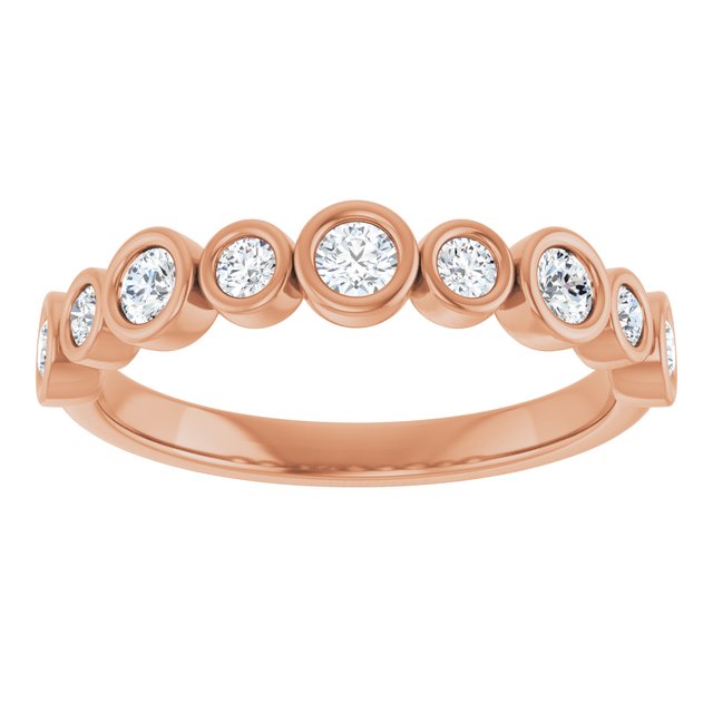 14K Rose Gold 1/2 CTW Asscher-Cut Natural Diamond Anniversary Ring