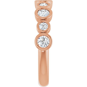 14K Rose Gold 1/2 CTW Diamond Anniversary Ring with Asscher Cut Stones