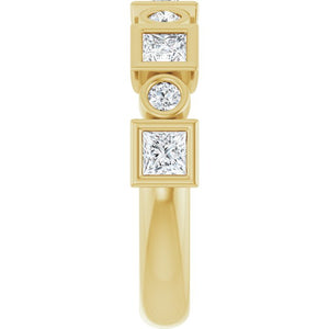 14K Rose Gold 1/2 CTW Diamond Anniversary Ring with Asscher Cut Stones