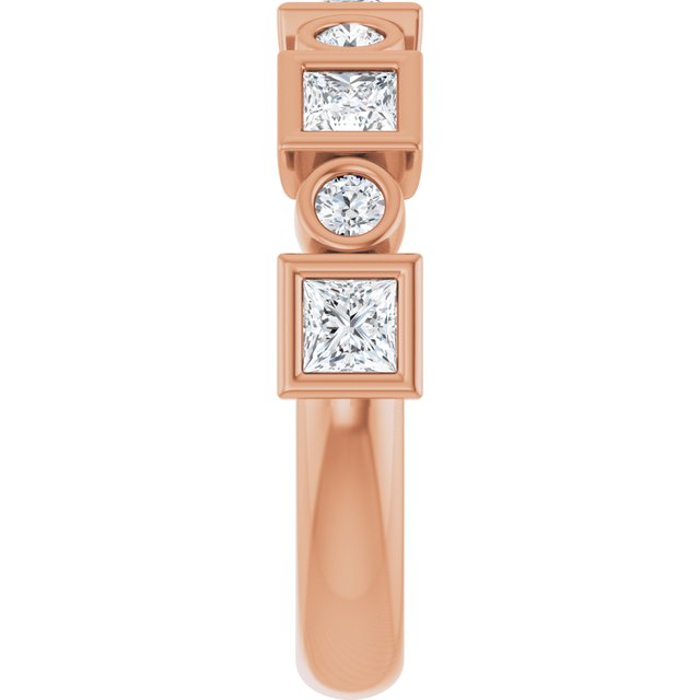 14K Rose Gold 1/2 CTW Asscher-Cut Natural Diamond Anniversary Ring