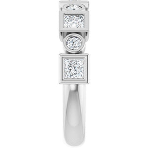 14K Rose Gold 1/2 CTW Diamond Anniversary Ring with Asscher Cut Stones