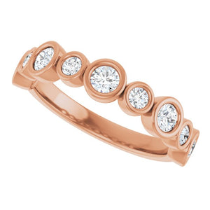 14K Rose Gold 1/2 CTW Diamond Anniversary Ring with Asscher Cut Stones