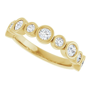 14K Rose Gold 1/2 CTW Diamond Anniversary Ring with Asscher Cut Stones