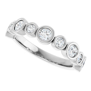 14K Rose Gold 1/2 CTW Diamond Anniversary Ring with Asscher Cut Stones