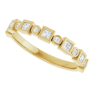 14K Rose Gold 1/2 CTW Diamond Anniversary Ring with Asscher Cut Stones