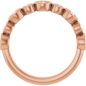14K Rose Gold 1/2 CTW Diamond Anniversary Ring with Asscher Cut Stones