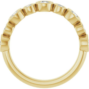 14K Rose Gold 1/2 CTW Diamond Anniversary Ring with Asscher Cut Stones
