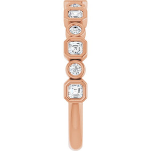 14K Rose Gold 1/2 CTW Diamond Anniversary Ring with Asscher Cut Stones