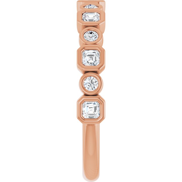 14K Rose Gold 1/2 CTW Asscher-Cut Natural Diamond Anniversary Ring