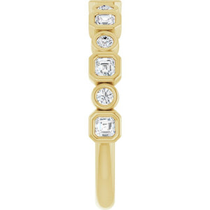 14K Rose Gold 1/2 CTW Diamond Anniversary Ring with Asscher Cut Stones