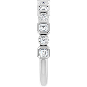 14K Rose Gold 1/2 CTW Diamond Anniversary Ring with Asscher Cut Stones