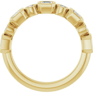 14K Rose Gold 1/2 CTW Diamond Anniversary Ring with Asscher Cut Stones