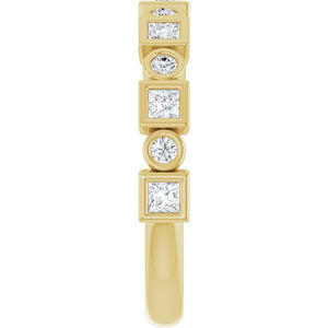 14K Rose Gold 1/2 CTW Diamond Anniversary Ring with Asscher Cut Stones