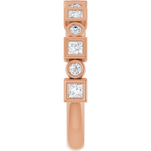 14K Rose Gold 1/2 CTW Diamond Anniversary Ring with Asscher Cut Stones