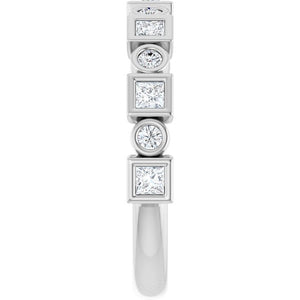 14K Rose Gold 1/2 CTW Diamond Anniversary Ring with Asscher Cut Stones