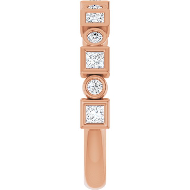 14K Rose Gold 1/2 CTW Asscher-Cut Natural Diamond Anniversary Ring