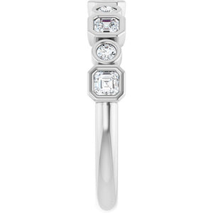 14K Rose Gold 1/2 CTW Diamond Anniversary Ring with Asscher Cut Stones