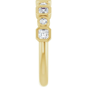 14K Rose Gold 1/2 CTW Diamond Anniversary Ring with Asscher Cut Stones