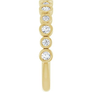 14K Rose Gold 1/2 CTW Diamond Anniversary Ring with Asscher Cut Stones