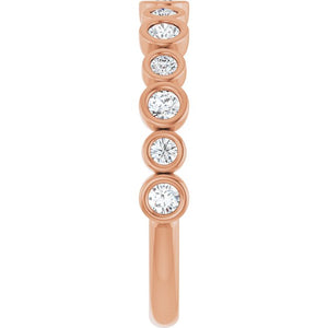 14K Rose Gold 1/2 CTW Diamond Anniversary Ring with Asscher Cut Stones