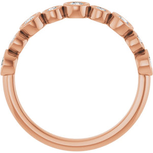 14K Rose Gold 1/2 CTW Diamond Anniversary Ring with Asscher Cut Stones
