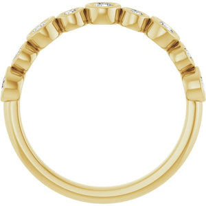 14K Rose Gold 1/2 CTW Diamond Anniversary Ring with Asscher Cut Stones