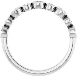 14K Rose Gold 1/2 CTW Diamond Anniversary Ring with Asscher Cut Stones