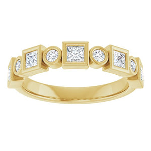 14K Rose Gold 1/2 CTW Diamond Anniversary Ring with Asscher Cut Stones