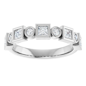 14K Rose Gold 1/2 CTW Diamond Anniversary Ring with Asscher Cut Stones