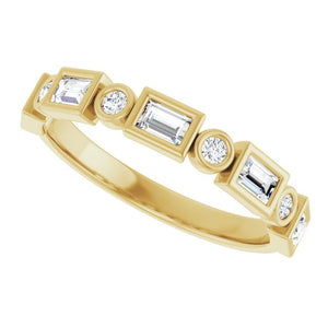 14K Rose Gold 1/2 CTW Diamond Anniversary Ring with Asscher Cut Stones