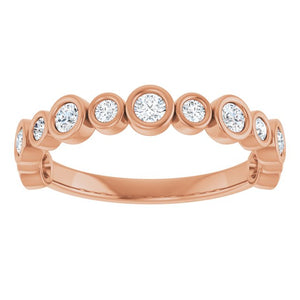 14K Rose Gold 1/2 CTW Diamond Anniversary Ring with Asscher Cut Stones