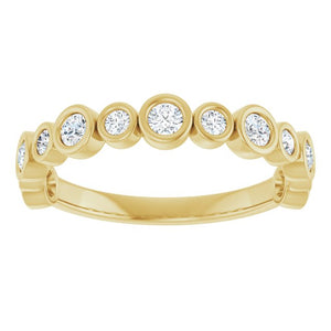 14K Rose Gold 1/2 CTW Diamond Anniversary Ring with Asscher Cut Stones
