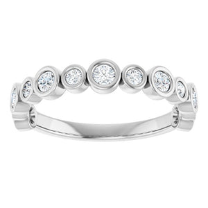 14K Rose Gold 1/2 CTW Diamond Anniversary Ring with Asscher Cut Stones