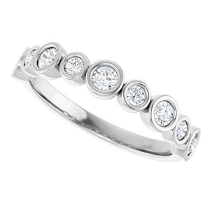 14K Rose Gold 1/2 CTW Diamond Anniversary Ring with Asscher Cut Stones