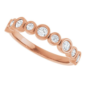 14K Rose Gold 1/2 CTW Diamond Anniversary Ring with Asscher Cut Stones