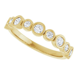 14K Rose Gold 1/2 CTW Diamond Anniversary Ring with Asscher Cut Stones