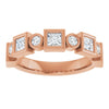 14K Rose Gold 1/2 CTW Asscher-Cut Natural Diamond Anniversary Ring