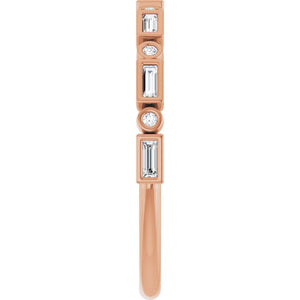 14K Rose Gold 1/2 CTW Diamond Anniversary Ring with Asscher Cut Stones