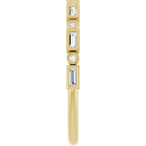 14K Rose Gold 1/2 CTW Diamond Anniversary Ring with Asscher Cut Stones