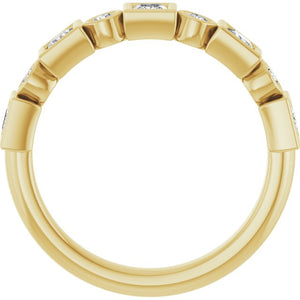 14K Rose Gold 1/2 CTW Diamond Anniversary Ring with Asscher Cut Stones