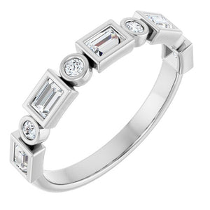 14K Rose Gold 1/2 CTW Diamond Anniversary Ring with Asscher Cut Stones