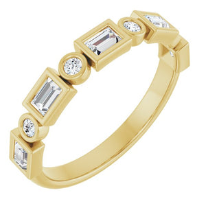 14K Rose Gold 1/2 CTW Diamond Anniversary Ring with Asscher Cut Stones