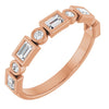 14K Rose Gold 1/2 CTW Asscher-Cut Natural Diamond Anniversary Ring