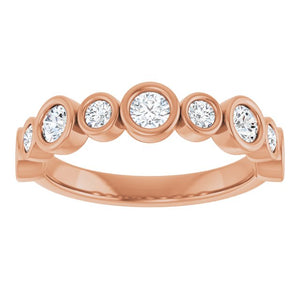 14K Rose Gold 1/2 CTW Diamond Anniversary Ring with Asscher Cut Stones