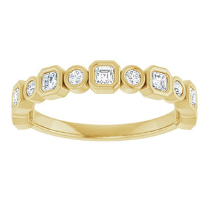 14K Rose Gold 1/2 CTW Diamond Anniversary Ring with Asscher Cut Stones