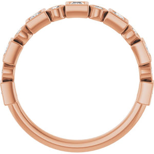 14K Rose Gold 1/2 CTW Diamond Anniversary Ring with Asscher Cut Stones