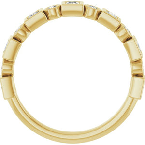 14K Rose Gold 1/2 CTW Diamond Anniversary Ring with Asscher Cut Stones